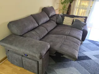 Sofá Chaiselongue Eléctrico Gris