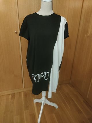 Vestido informal blanco y negro