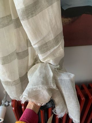 Foulard lino Mango beige/violeta