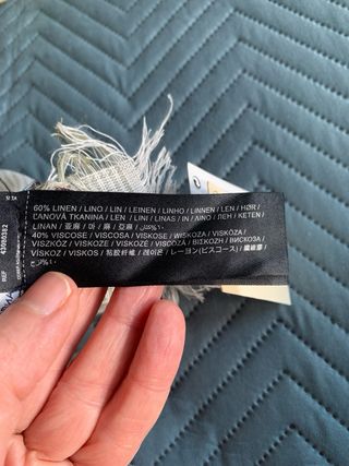 Foulard lino Mango beige/violeta