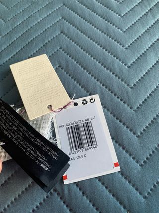 Foulard lino Mango beige/violeta