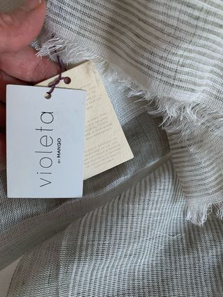 Foulard lino Mango beige/violeta