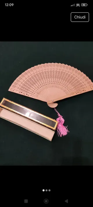 Ventaglio cinese in legno con scatola in legno