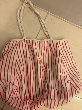 Borsa mare Calzedonia righe rosse e bianche