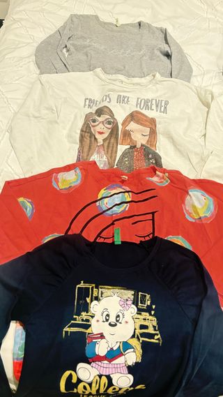 Lote 4 Camisetas Manga Larga Niña 6-7 Años