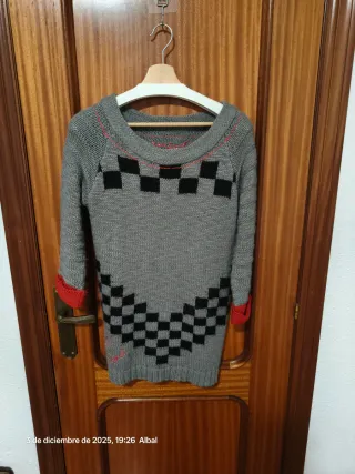 Jersey Desigual Lana Gris y Rojo