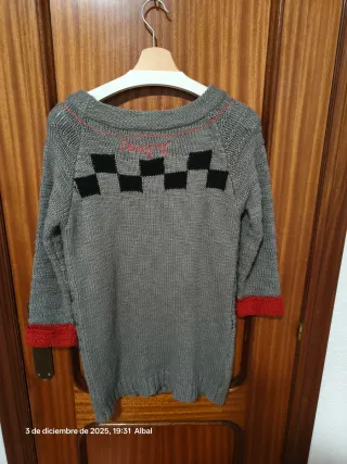 Jersey Desigual Lana Gris y Rojo