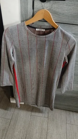 Vestido Pull&Bear cuadros gris y rojo