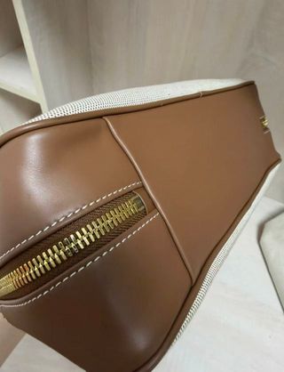 Bolso Miu Miu Lona y Piel Marrón Beige