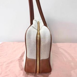 Bolso Miu Miu Lona y Piel Marrón Beige