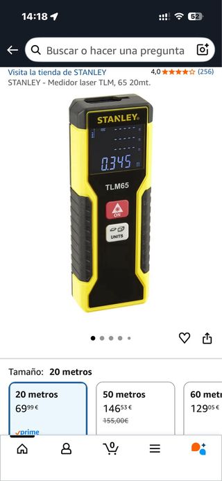 Medidor Láser Stanley TLM65 20m