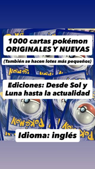 1000 cartas pokémon originales INGLÉS SIN ENERGÍA