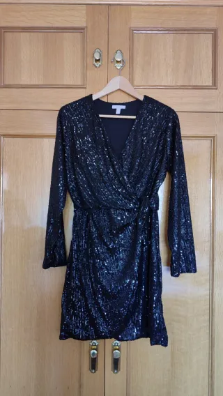 Vestido fiesta lentejuelas negro