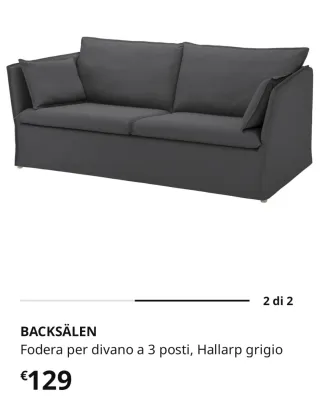 Fodera Divano 3 Posti Ikea Backsalen Grigio