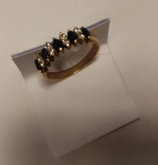 Conjunto pendientes y anillo oro con zafiros