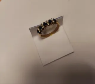 Conjunto pendientes y anillo oro con zafiros