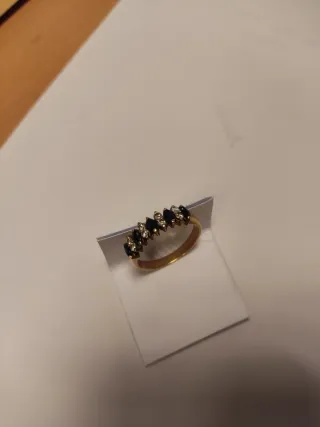 Conjunto pendientes y anillo oro con zafiros