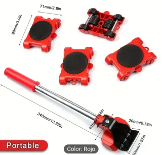 Palanca y ruedas para mover muebles