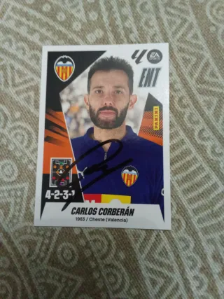 Cromo firmado Carlos Corberán Valencia CF