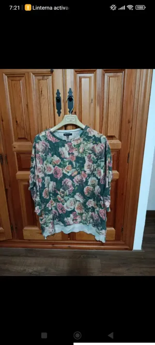 Mango Blusa Estampada Flores Talla L