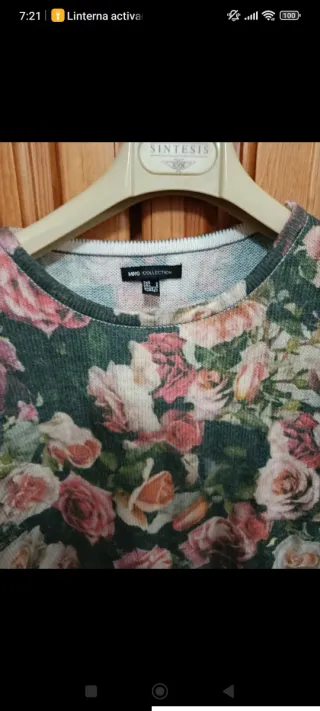Mango Blusa Estampada Flores Talla L