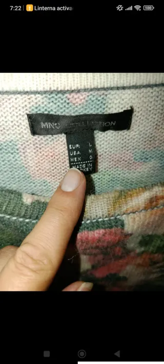 Mango Blusa Estampada Flores Talla L