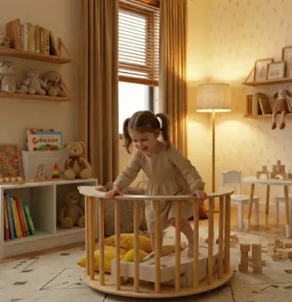 Balancín convertible 8 en 1 de madera natural new