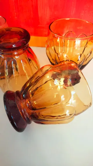 4 bicchieri Spicchi vintage ambra