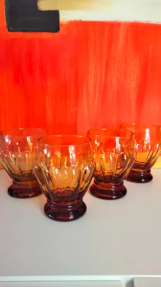 4 bicchieri Spicchi vintage ambra