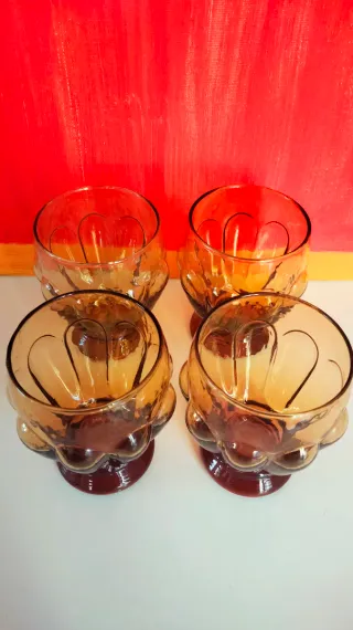 4 bicchieri Spicchi vintage ambra
