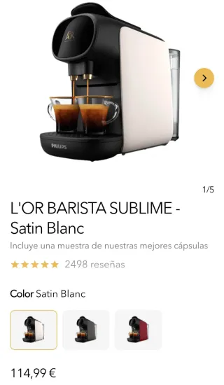 Cafetera L'or Barista Sublime Satin Blanc