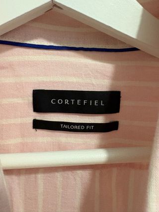 Camisa Cortefiel rosa rayas blancas Talla L