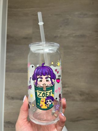 Vaso Guerreras Kpop con tapa y pajita