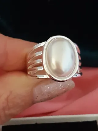 Anillo plateado con perla Talla 18