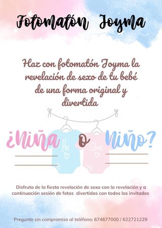 Fotomatón Joyma Revelación de Sexo