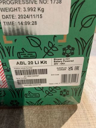 Soplador Batería Alpina ABL 20 Li Kit