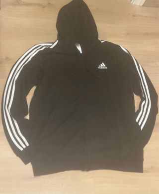 Sudadera Adidas con Capucha y Cremallera Negra