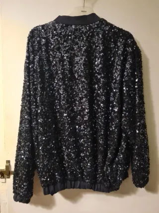 Bomber lentejuelas azul marino