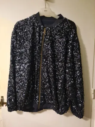 Bomber lentejuelas azul marino