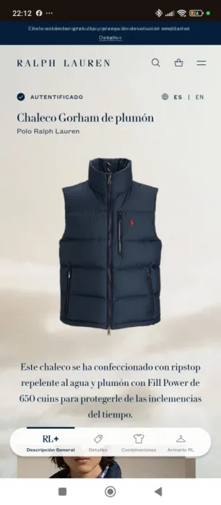 Chaleco Polo Ralph Lauren verde hombre