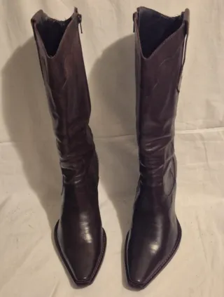 Stivali donna in pelle marrone