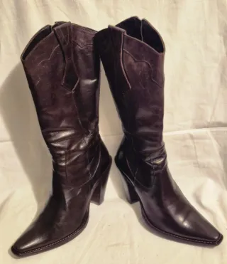 Stivali donna in pelle marrone