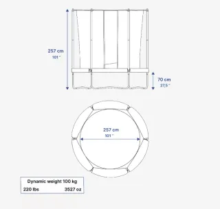 Cama elástica 300cm con red y toldo protector