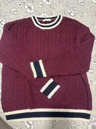 Jersey granate trenzado mujer