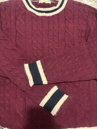 Jersey granate trenzado mujer