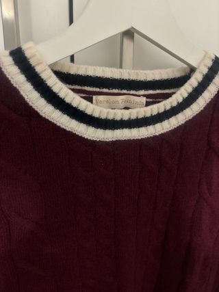 Jersey granate trenzado mujer