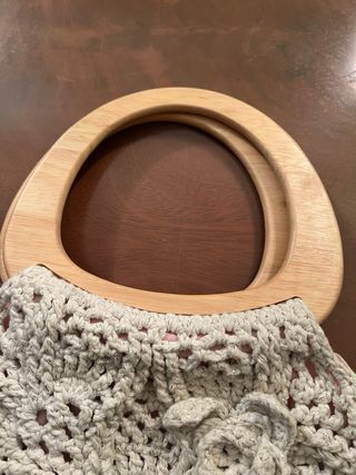 Bolso de ganchillo beige y rosa A