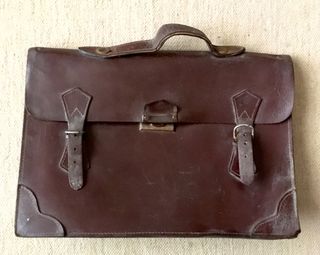 Cartera escolar vintage piel marrón