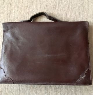 Cartera escolar vintage piel marrón