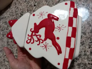 Portabiscotti natalizio in ceramica